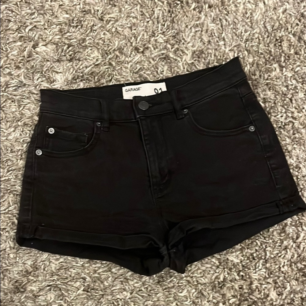 Garage Black Jean Shorts Distressed High-Waisted